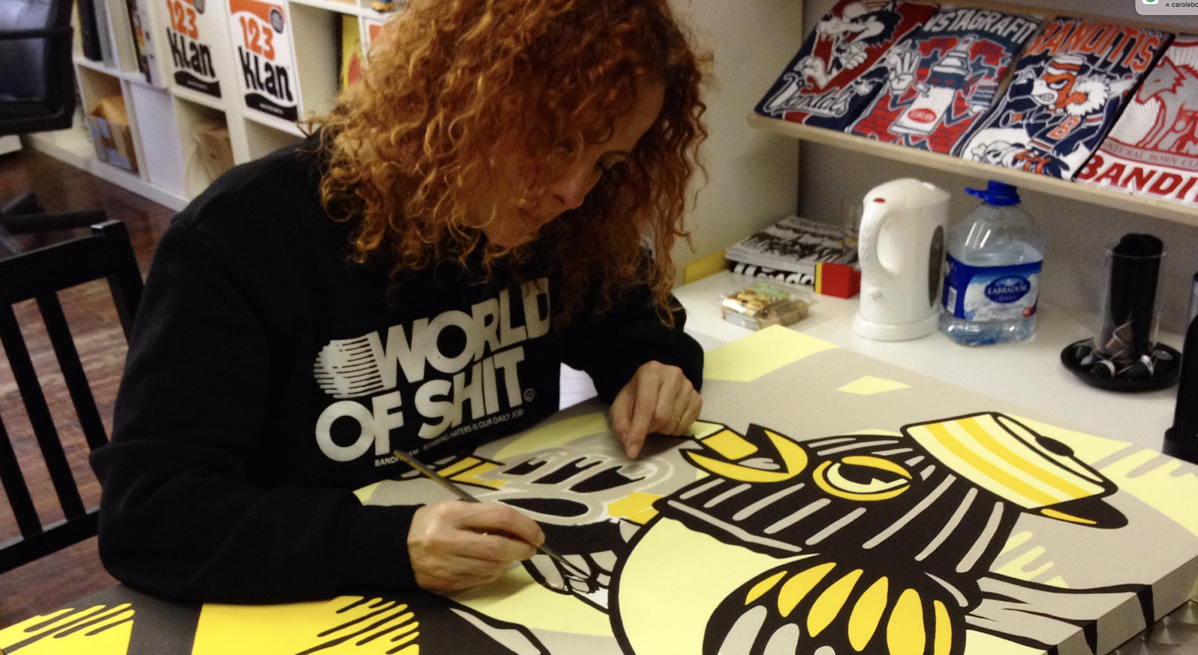 Carole Boudart aka KLOR — painting in studio