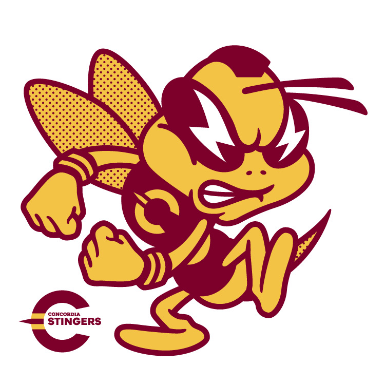 Mascotte Buzz Concordia Stingers redessinée par 123KLAN