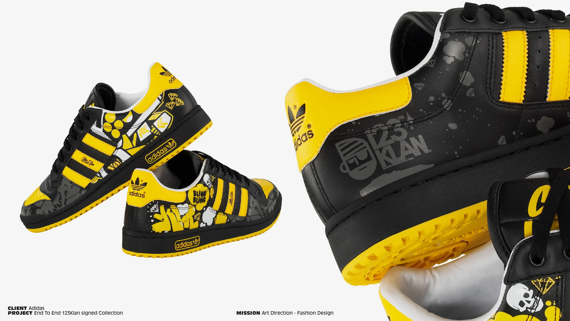 Adidas sneaker macro details, black and yellow