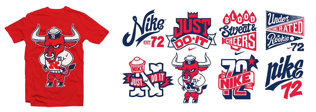 Nike Chicago Bulls mascot tee + logo grid