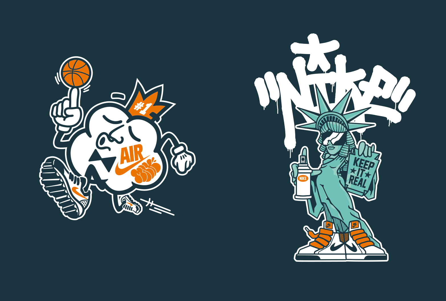 Nike 72 mascots and logos, orange navy colorway