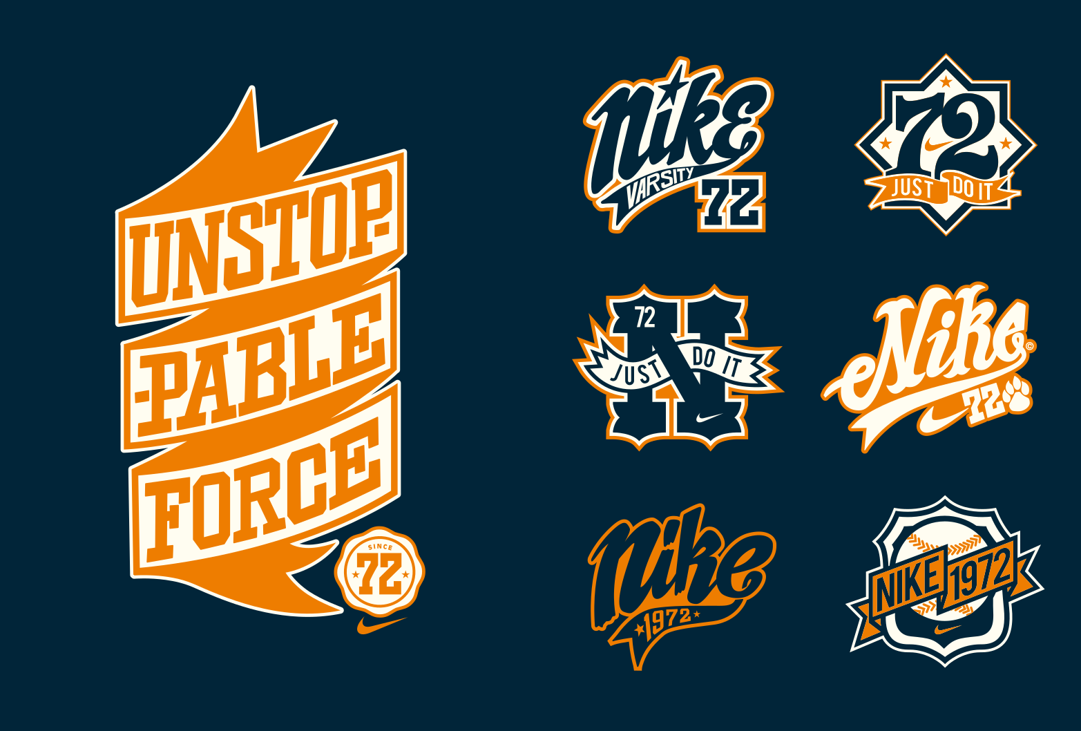 Nike 72 blue orange colorway logos grid