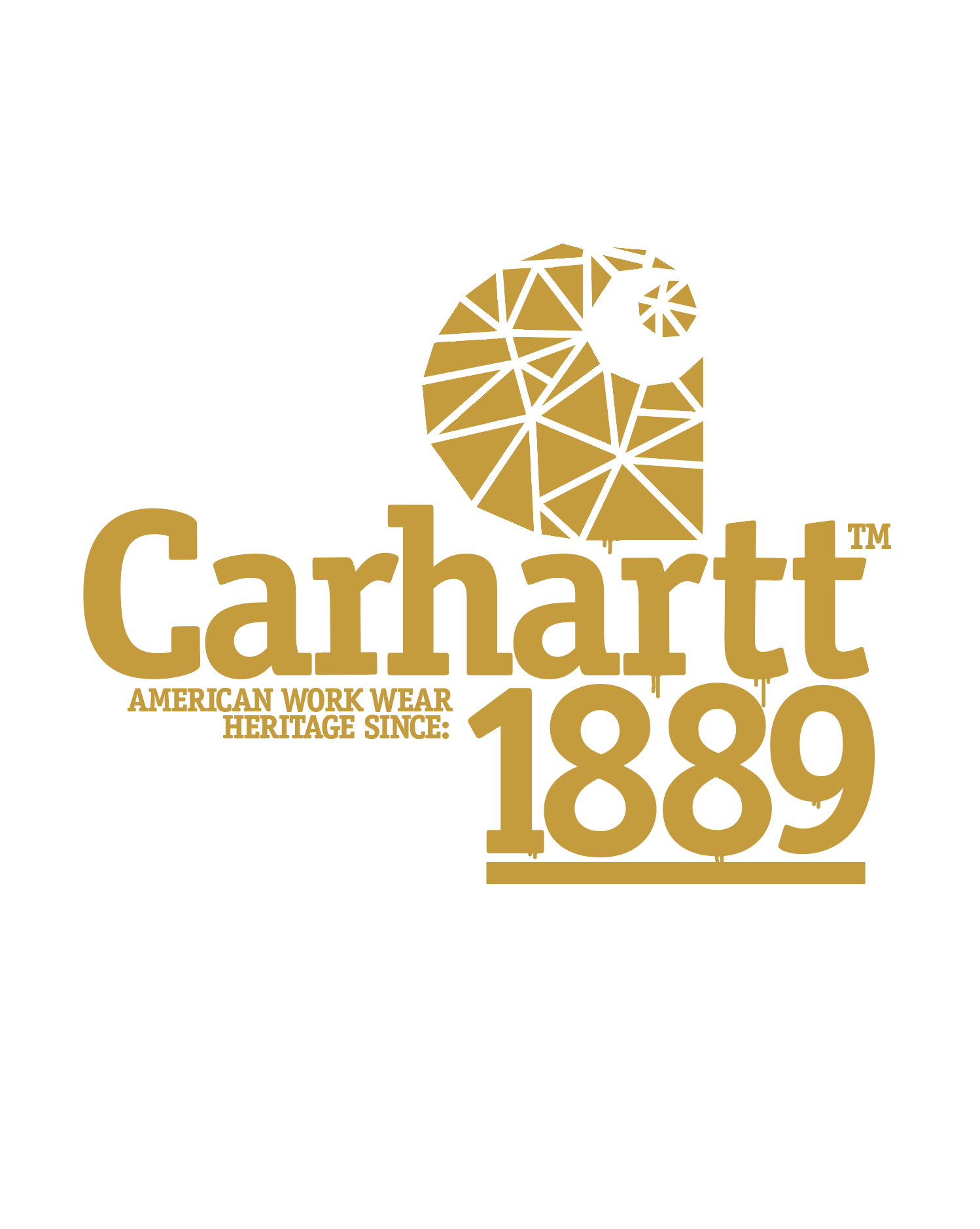 Carhartt 1889 geometric logo, gold
