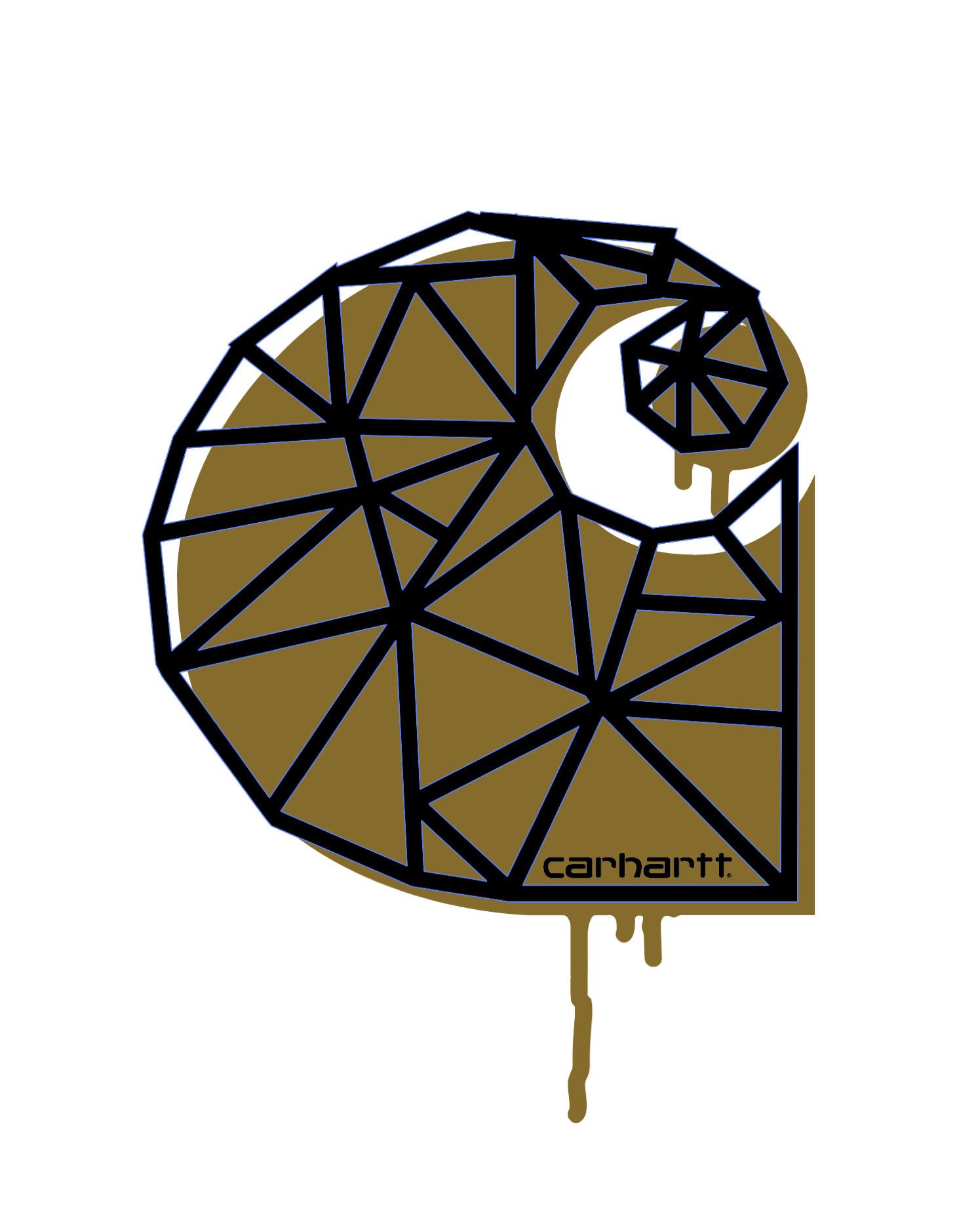 Carhartt geometric C with drip, gold and black