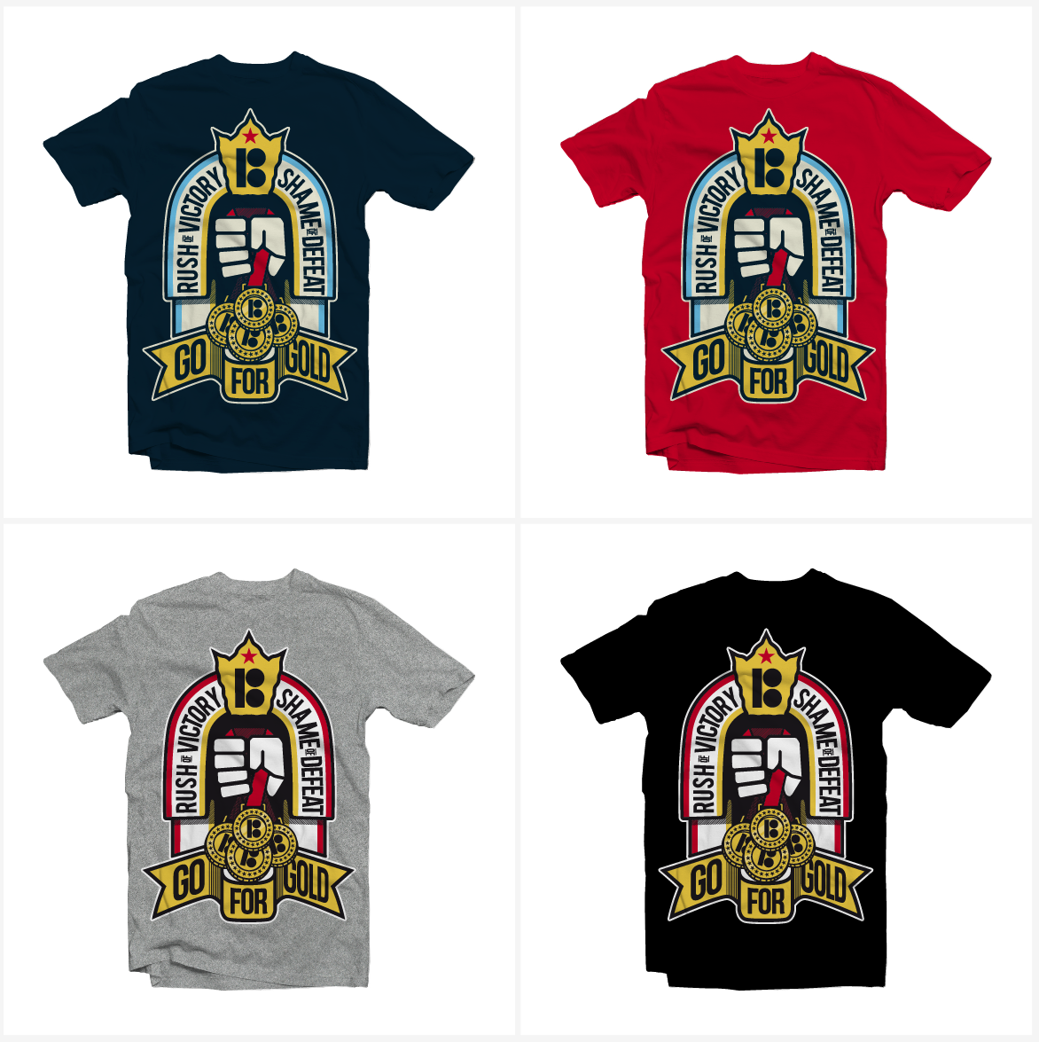Plan B Go for Gold tees, 4 colorways