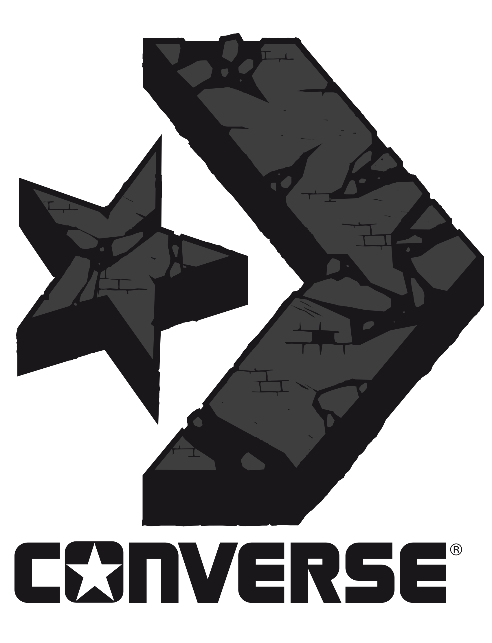 Converse Star Chevron, cracked concrete effect, B&W