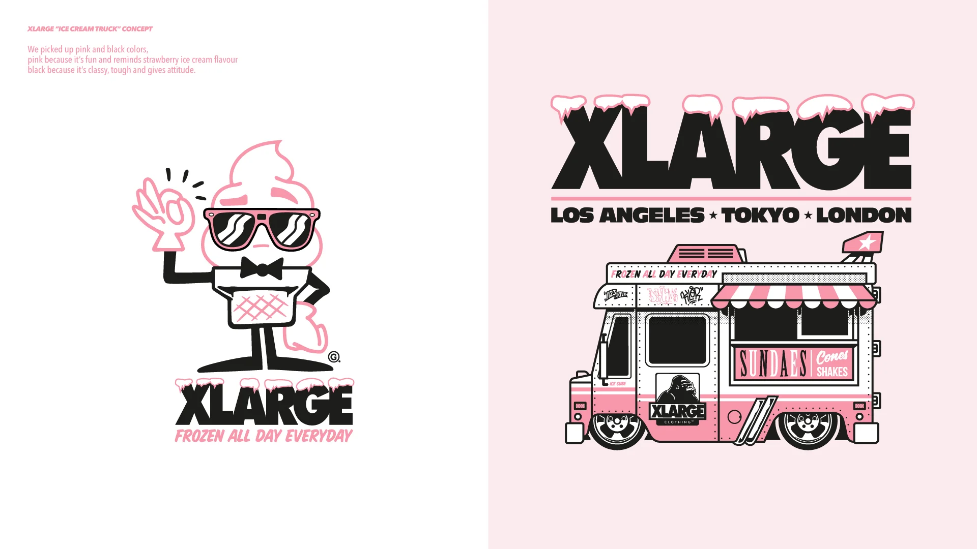 XLarge Ice Cream Truck tees, black with pink graphics