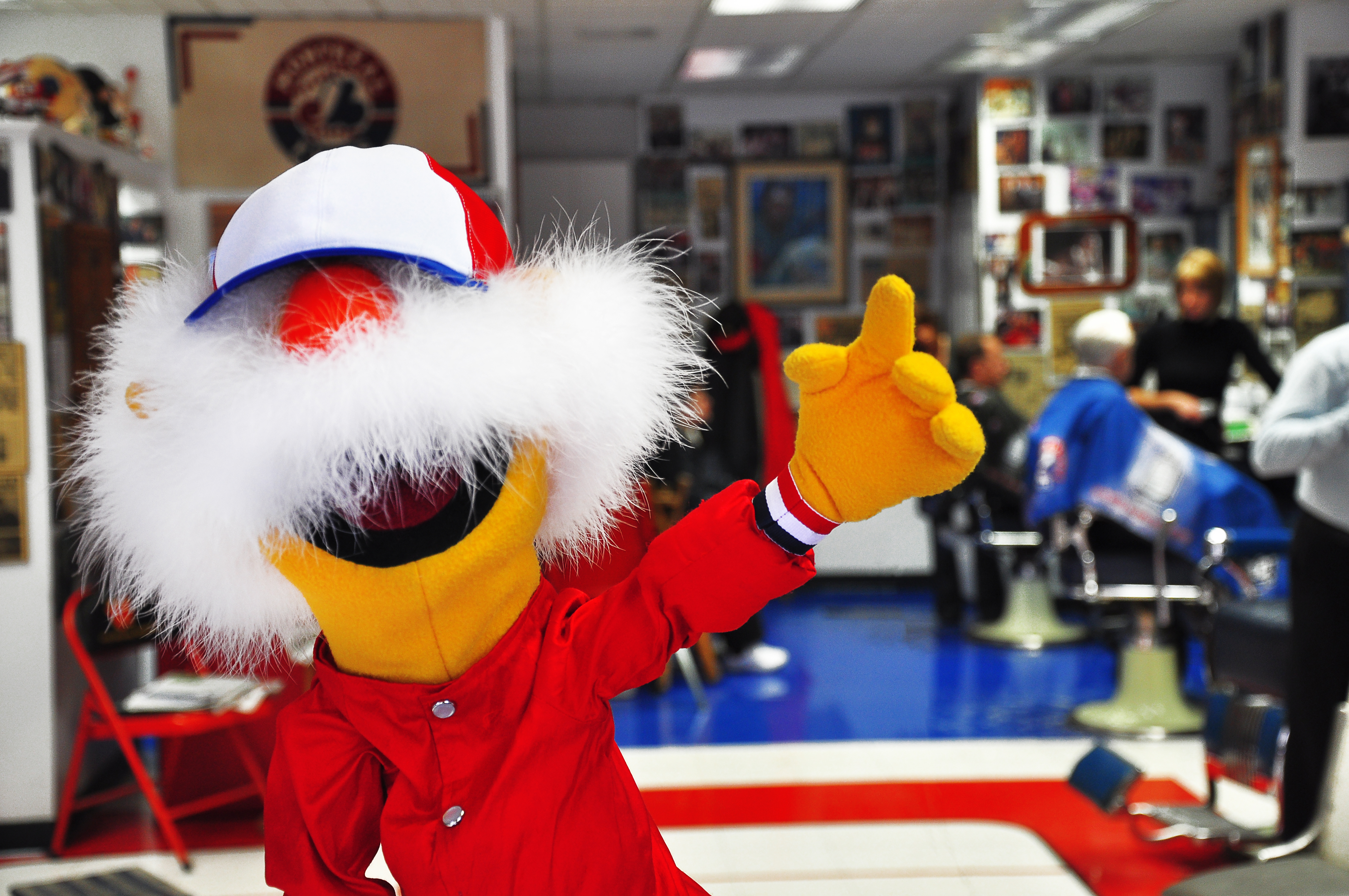 Oncle Louis puppet — barbershop activation