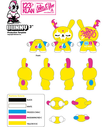 Dunny 3inch production template Pantones
